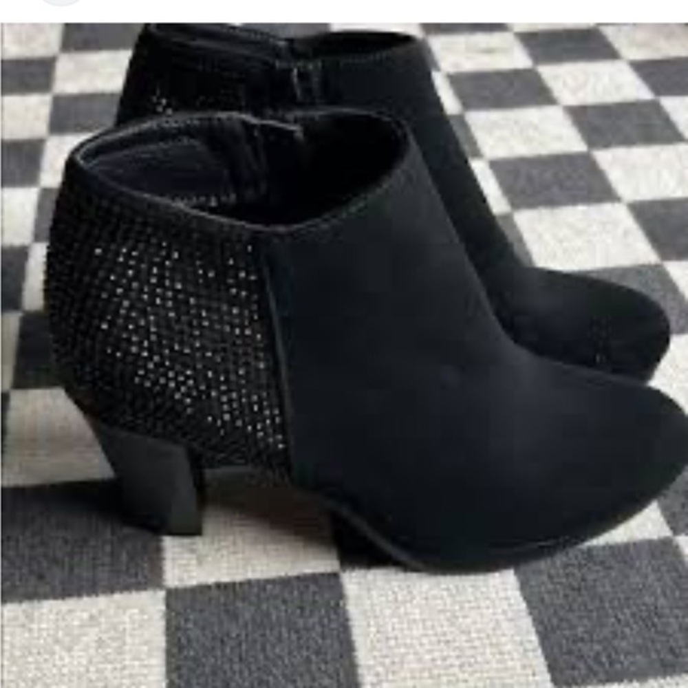 New Mari A Black Rhinestone Ankle Boots Bootie